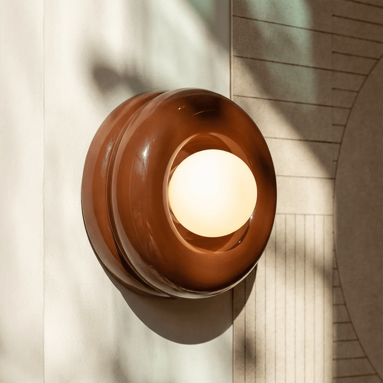 BROWN ORBIT GLASS GLOBE WALL CEILING LIGHT - DYKE & DEAN