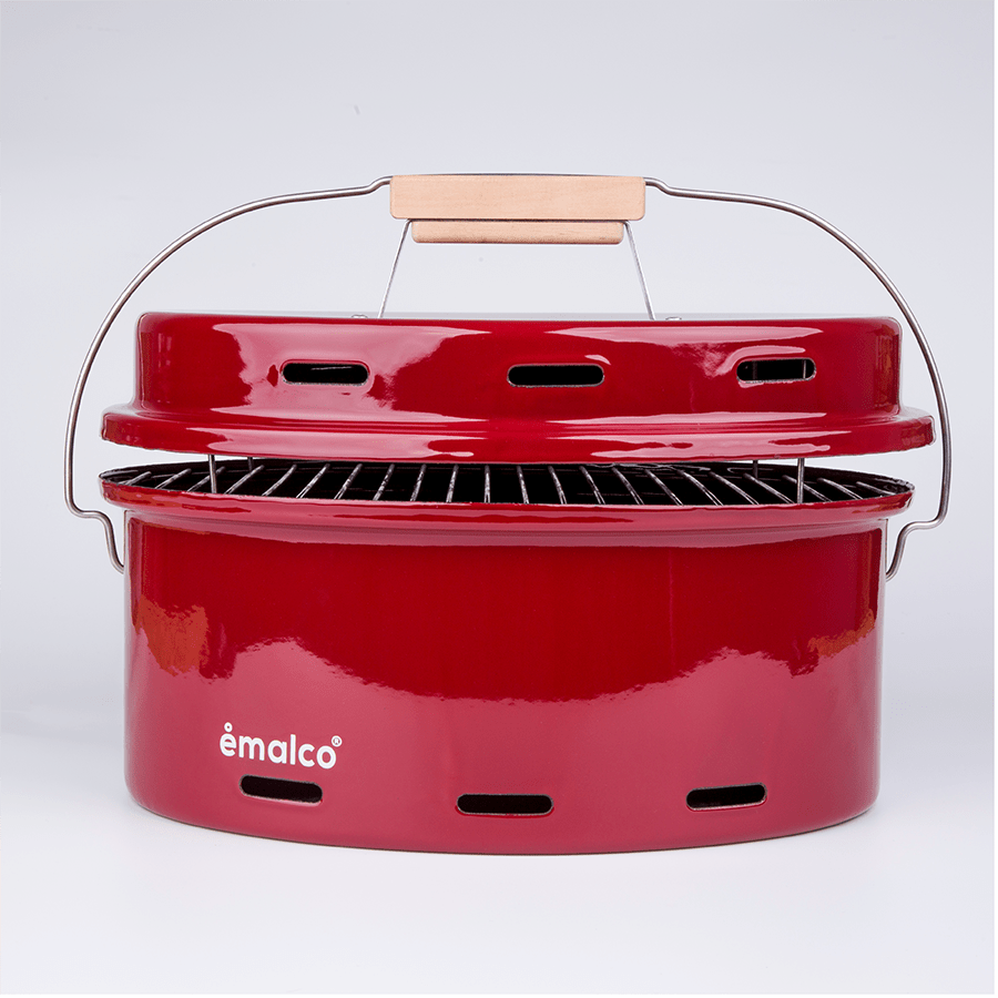 BURGUNDY ENAMEL BARBEQUE - DYKE & DEAN