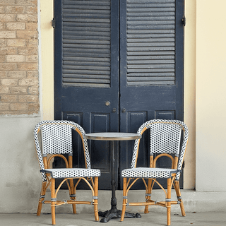 CARRARA BLACK CERAMIC FRENCH BISTRO TABLE 20” - DYKE & DEAN