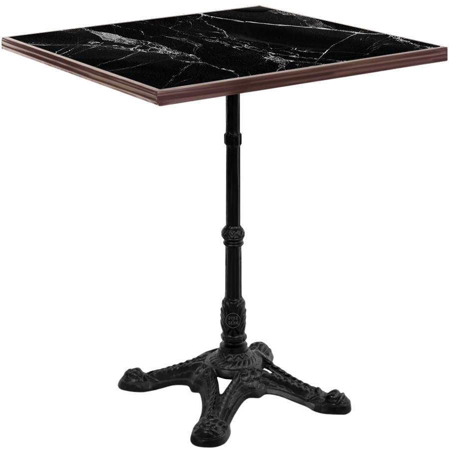 CARRARA CERAMIC BLACK FRENCH BISTRO SQUARE TABLE 24” - DYKE & DEAN