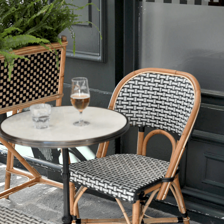 CARRARA WHITE CERAMIC FRENCH BISTRO TABLE 20” - DYKE & DEAN