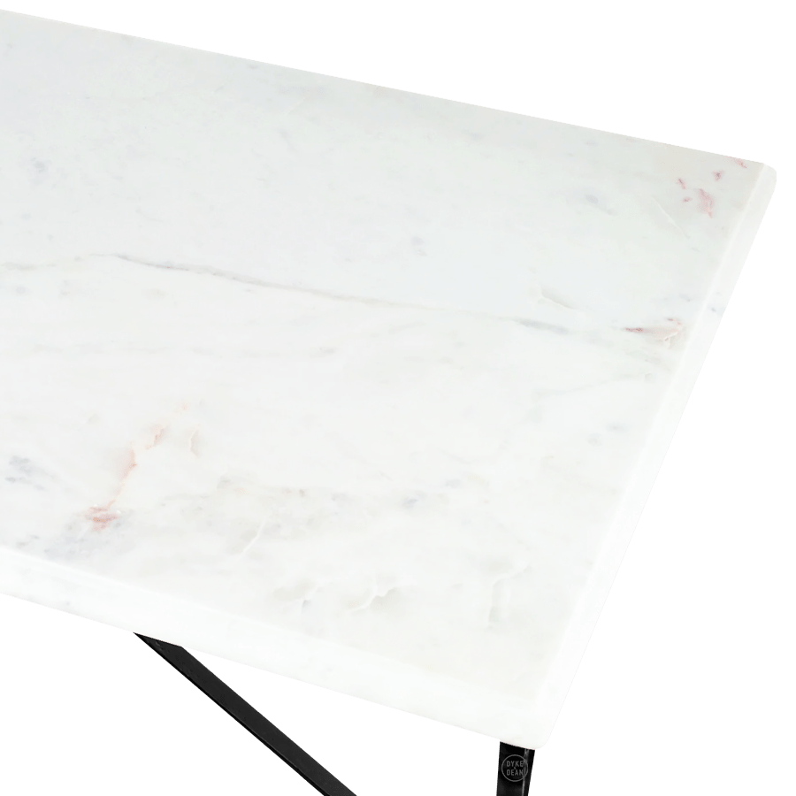 CARRARA WHITE MARBLE FRENCH BISTRO RECTANGLE TABLE 24” X 20” - DYKE & DEAN