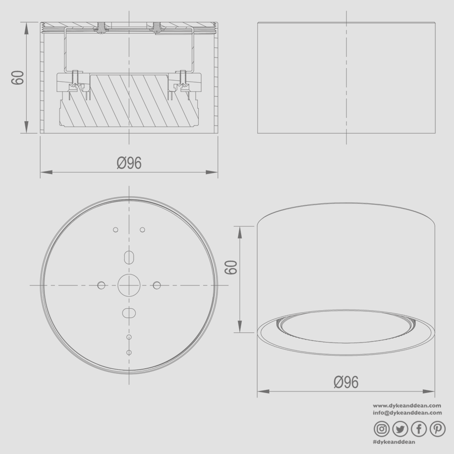 CEILING PUCK LIGHT BLACK - DYKE & DEAN