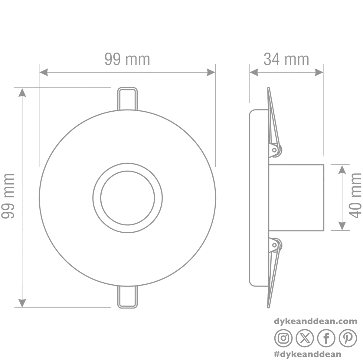 CERAMIC CEILING E27 RECESSED LIGHT BLACK - DYKE & DEAN