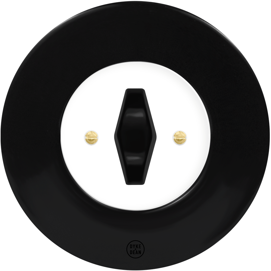CLASSIC PORCELAIN BLACK DIAMOND ROTARY DOMINO SWITCH - DYKE & DEAN