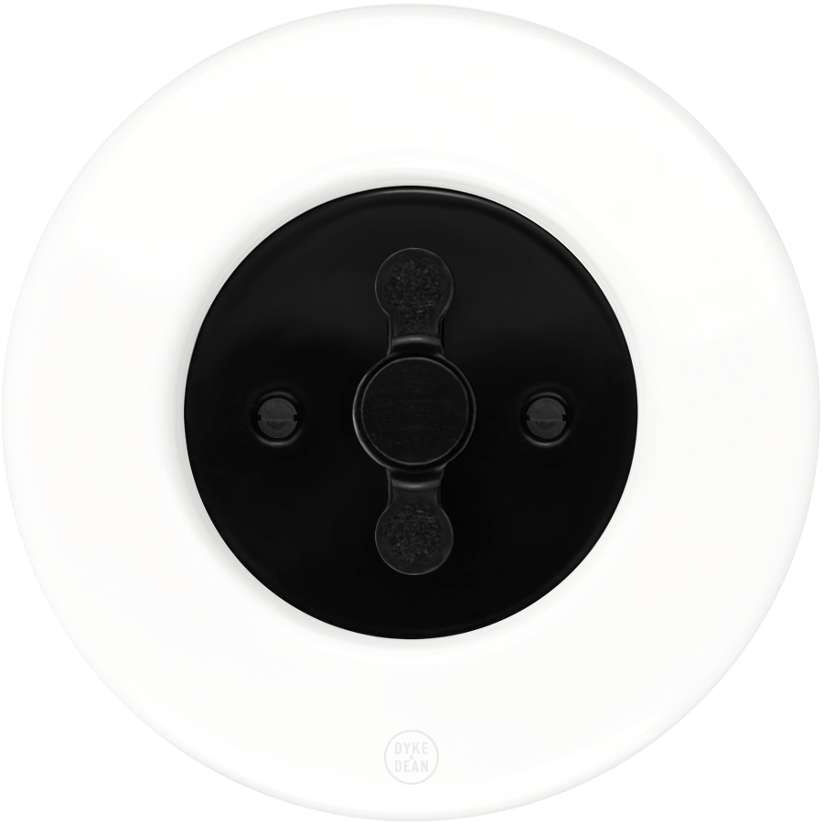 CLASSIC PORCELAIN ROUND ROTARY REVERSE DOMINO SWITCH - DYKE & DEAN