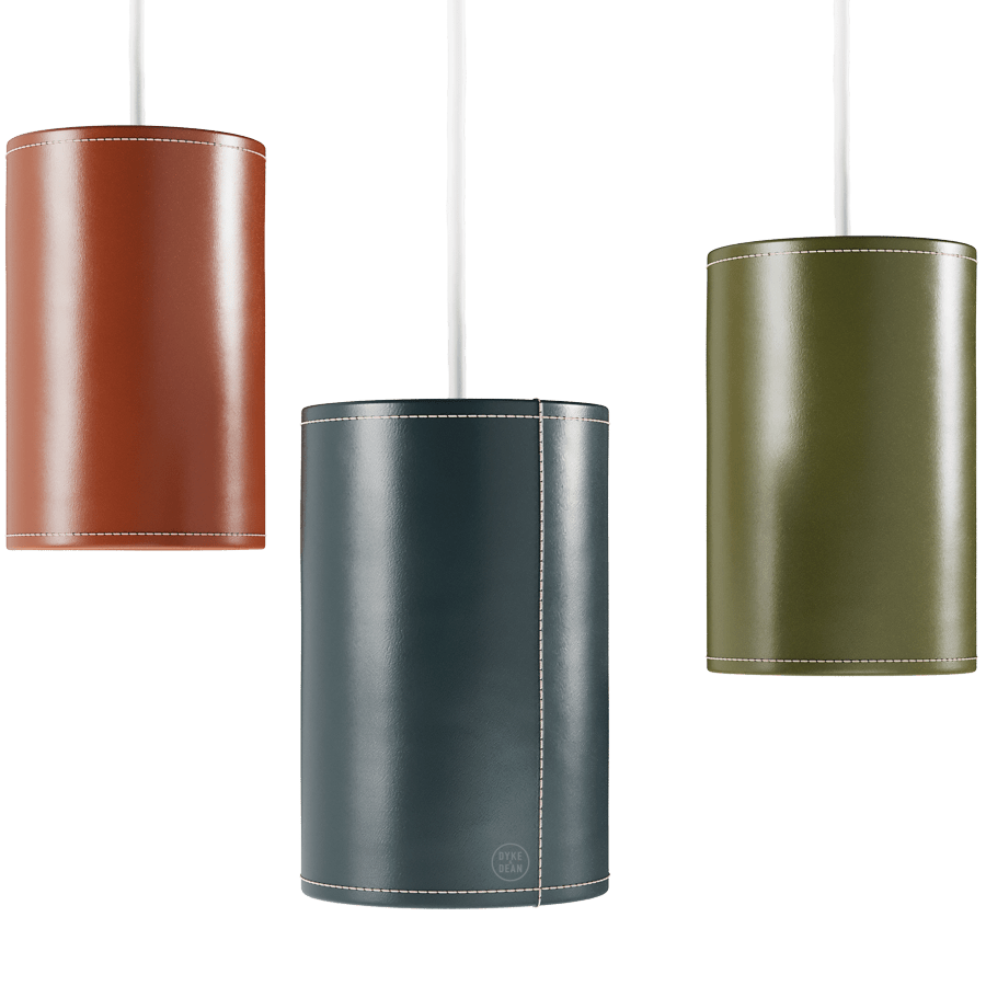 CUERO CYLINDER LEATHER PENDANT LIGHT GRASS GREEN - DYKE & DEAN