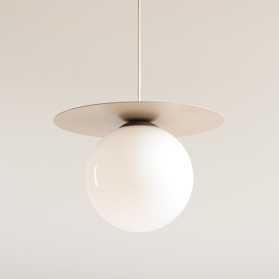DISC GLOBE HANGING PENDANT LIGHT BEIGE LARGE - DYKE & DEAN