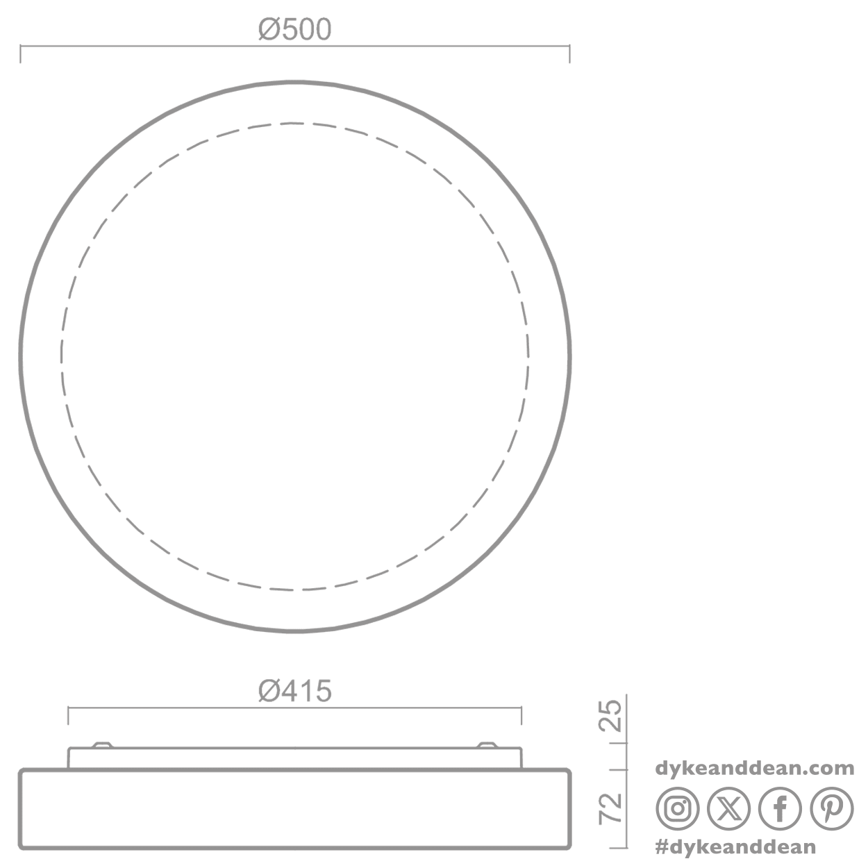 DISC WALL & CEILING LIGHT 500mm - DYKE & DEAN