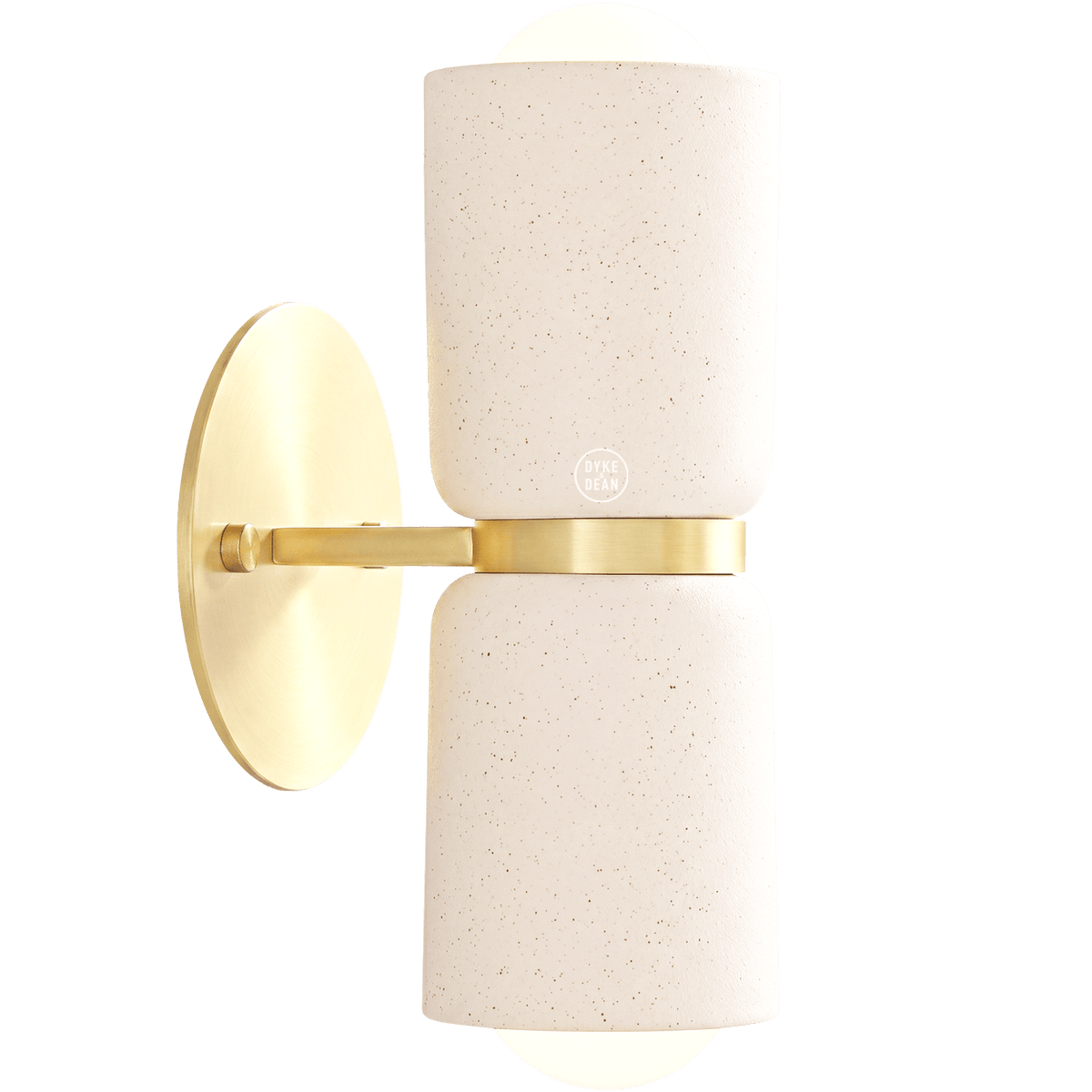 DOUBLE CERAMIC UP DOWN LIGHT WITH BRASS WALL PLATE - DYKE & DEAN
