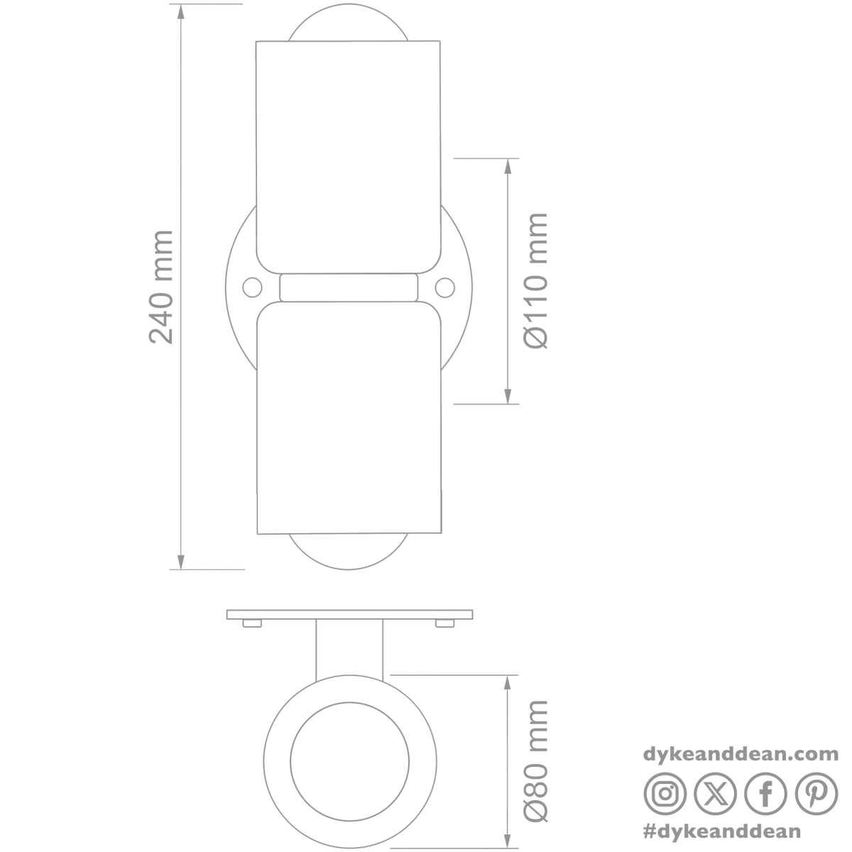 Double Ceramic Up Down Light With White Wall Plate