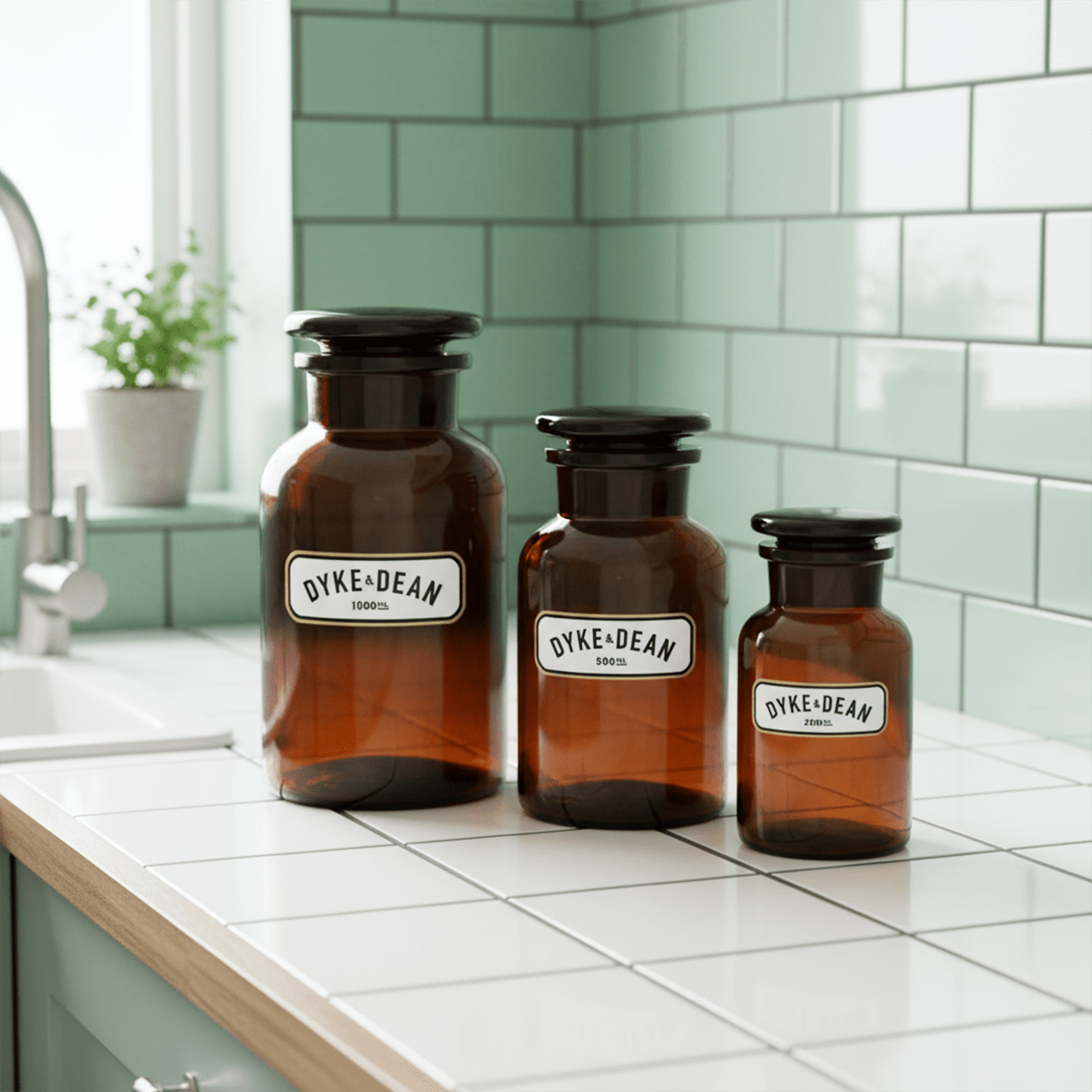 DYKE & DEAN APOTHECARY JAR BROWN GLASS 250ML - DYKE & DEAN