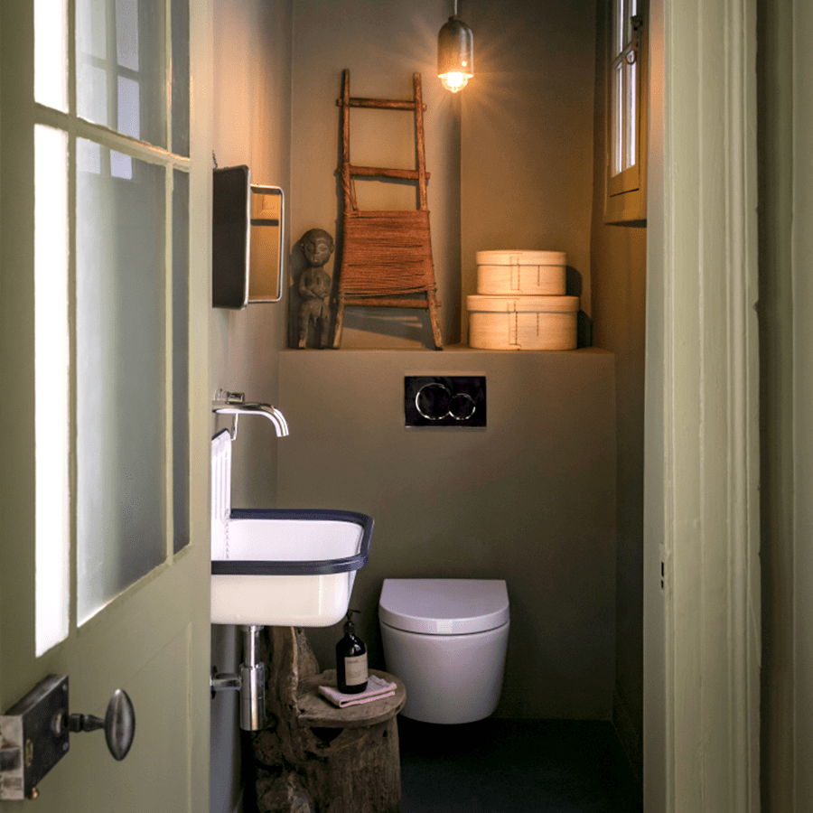 DYKE & DEAN ENAMEL BUCKET SINK BLUE RIM - DYKE & DEAN