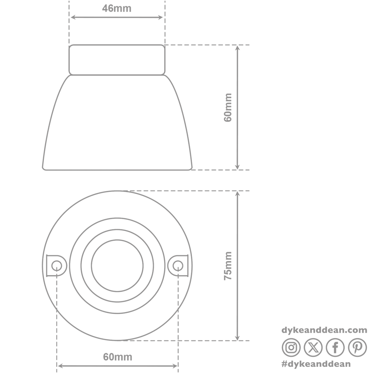 DYKE & DEAN FIXED SOCKET GOLD CERAMIC LAMP - DYKE & DEAN