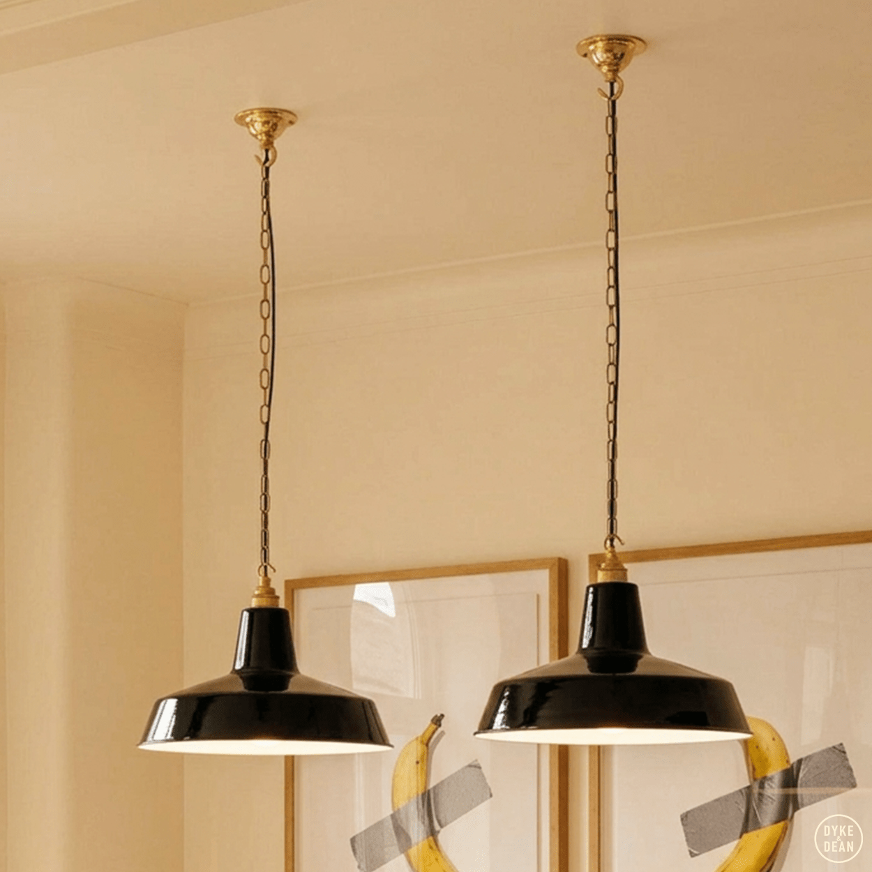 DYKE & DEAN PENDANT LAMPSHADE BLACK WITH HOOK & CHAIN SET - DYKE & DEAN
