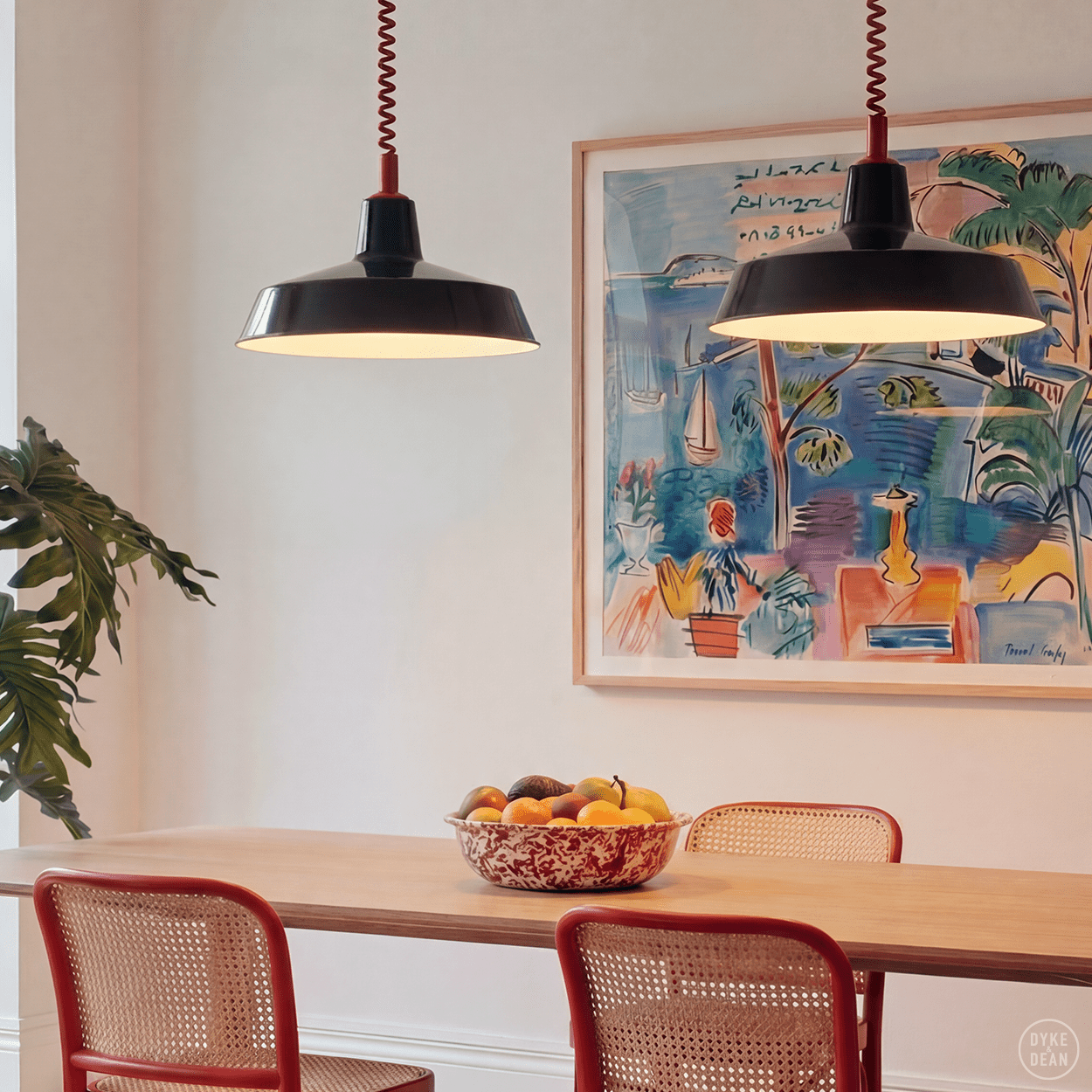 DYKE & DEAN PENDANT LAMPSHADE BLACK WITH RETRACTABLE SPRING - DYKE & DEAN