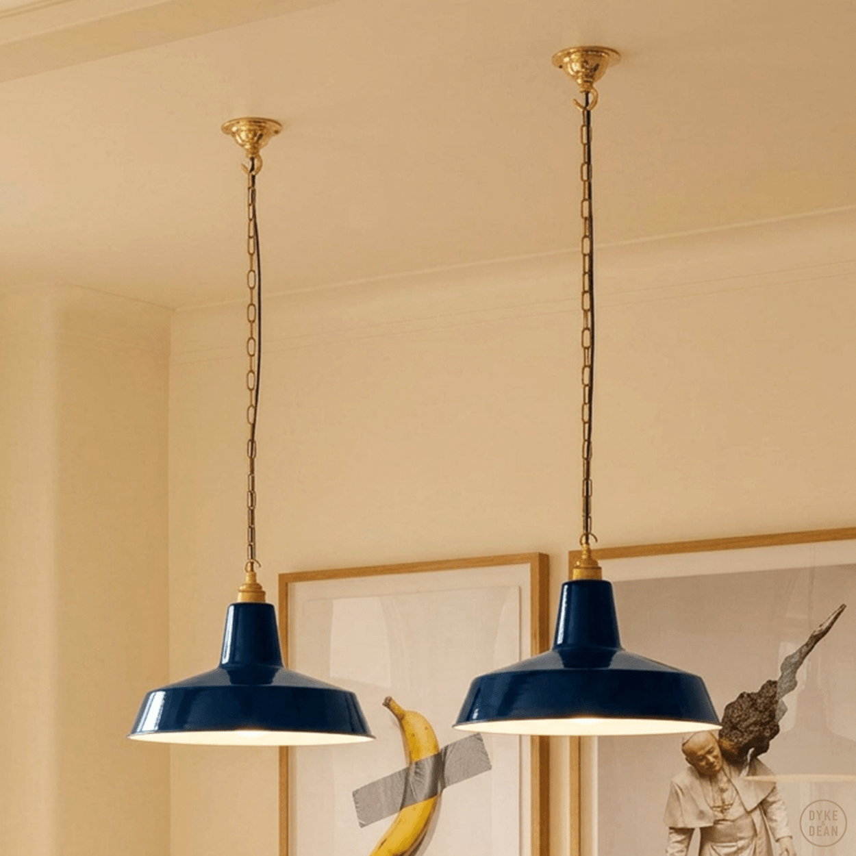 DYKE & DEAN PENDANT LAMPSHADE BLUE WITH HOOK & CHAIN SET - DYKE & DEAN