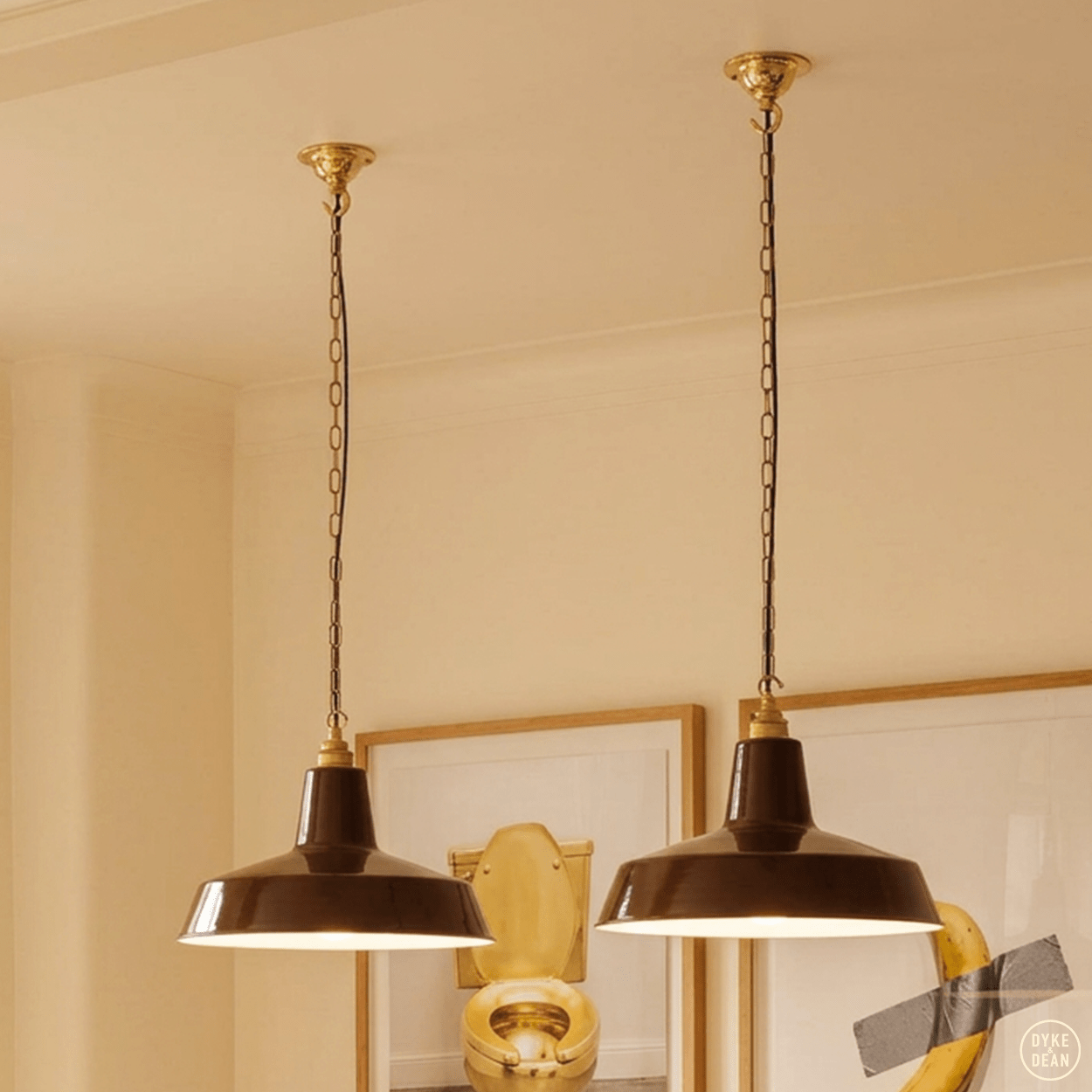 DYKE & DEAN PENDANT LAMPSHADE BROWN WITH HOOK & CHAIN SET - DYKE & DEAN