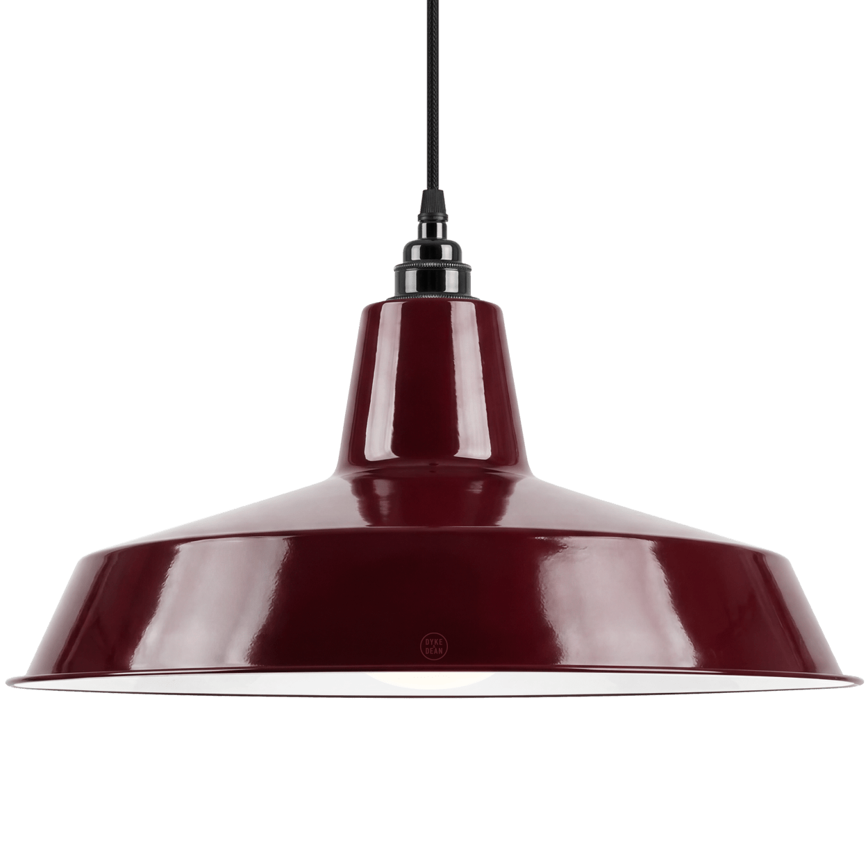 DYKE & DEAN PENDANT LAMPSHADE BURGUNDY WITH BULB HOLDER - DYKE & DEAN
