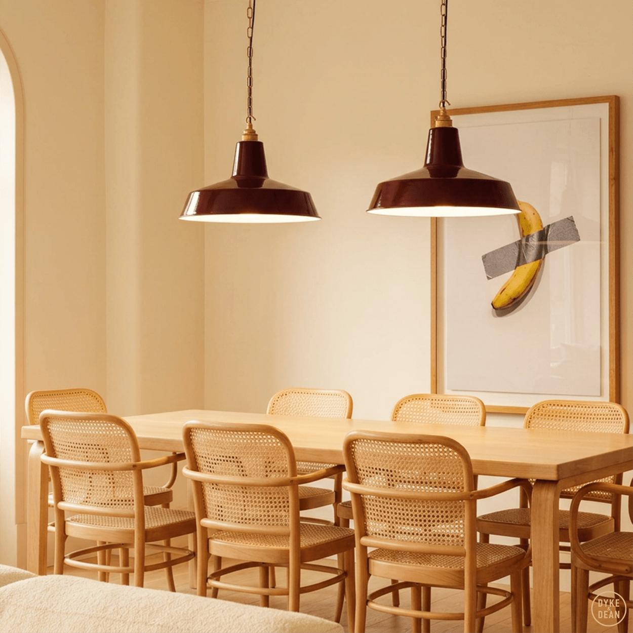 DYKE & DEAN PENDANT LAMPSHADE BURGUNDY WITH HOOK & CHAIN SET - DYKE & DEAN