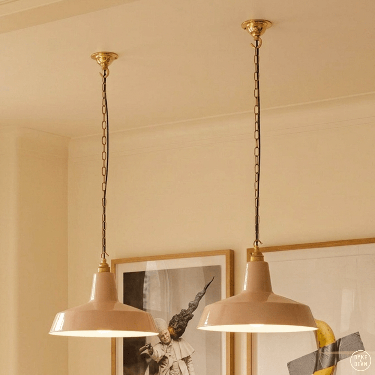 DYKE & DEAN PENDANT LAMPSHADE NUDE WITH HOOK & CHAIN SET - DYKE & DEAN
