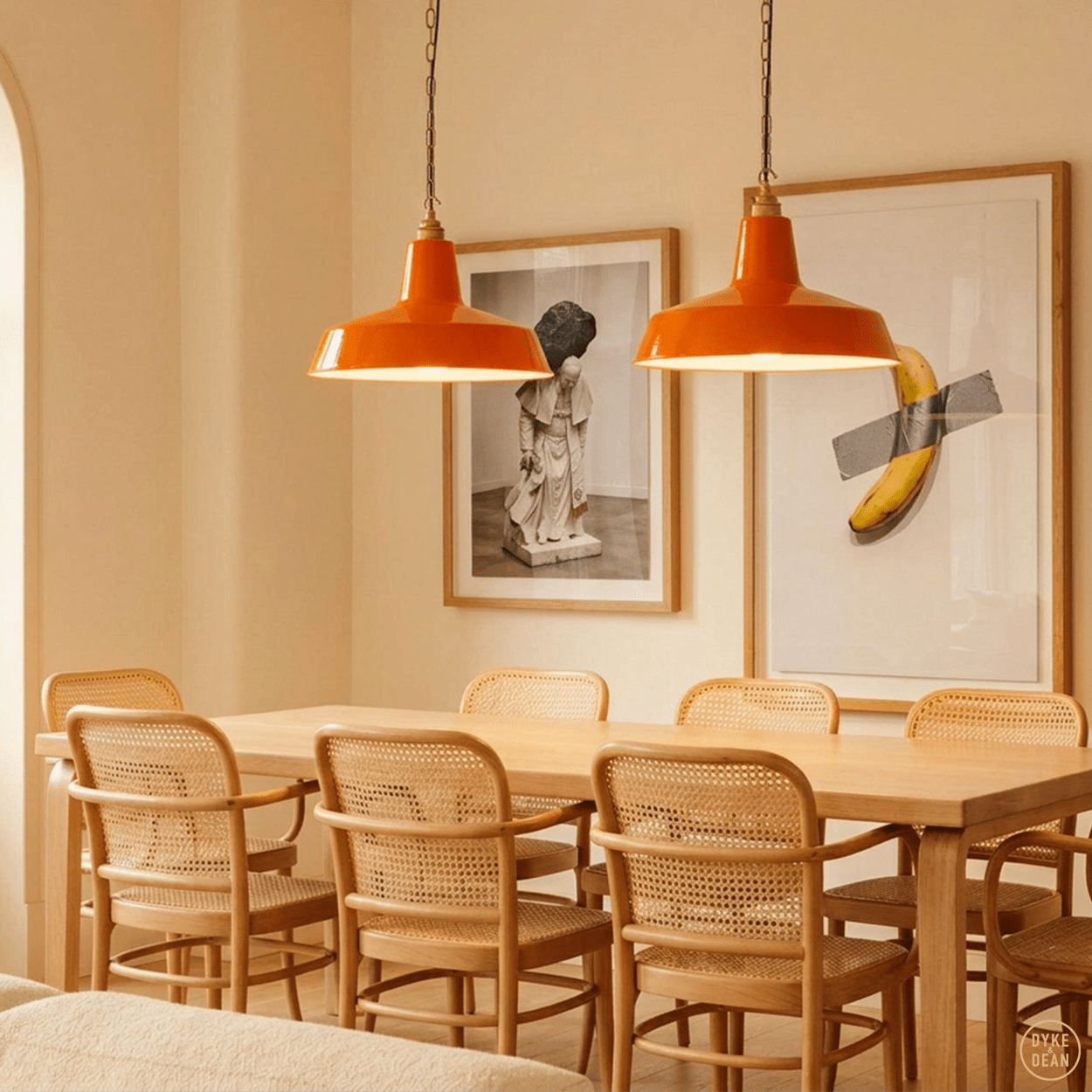 DYKE & DEAN PENDANT LAMPSHADE ORANGE WITH HOOK & CHAIN SET - DYKE & DEAN