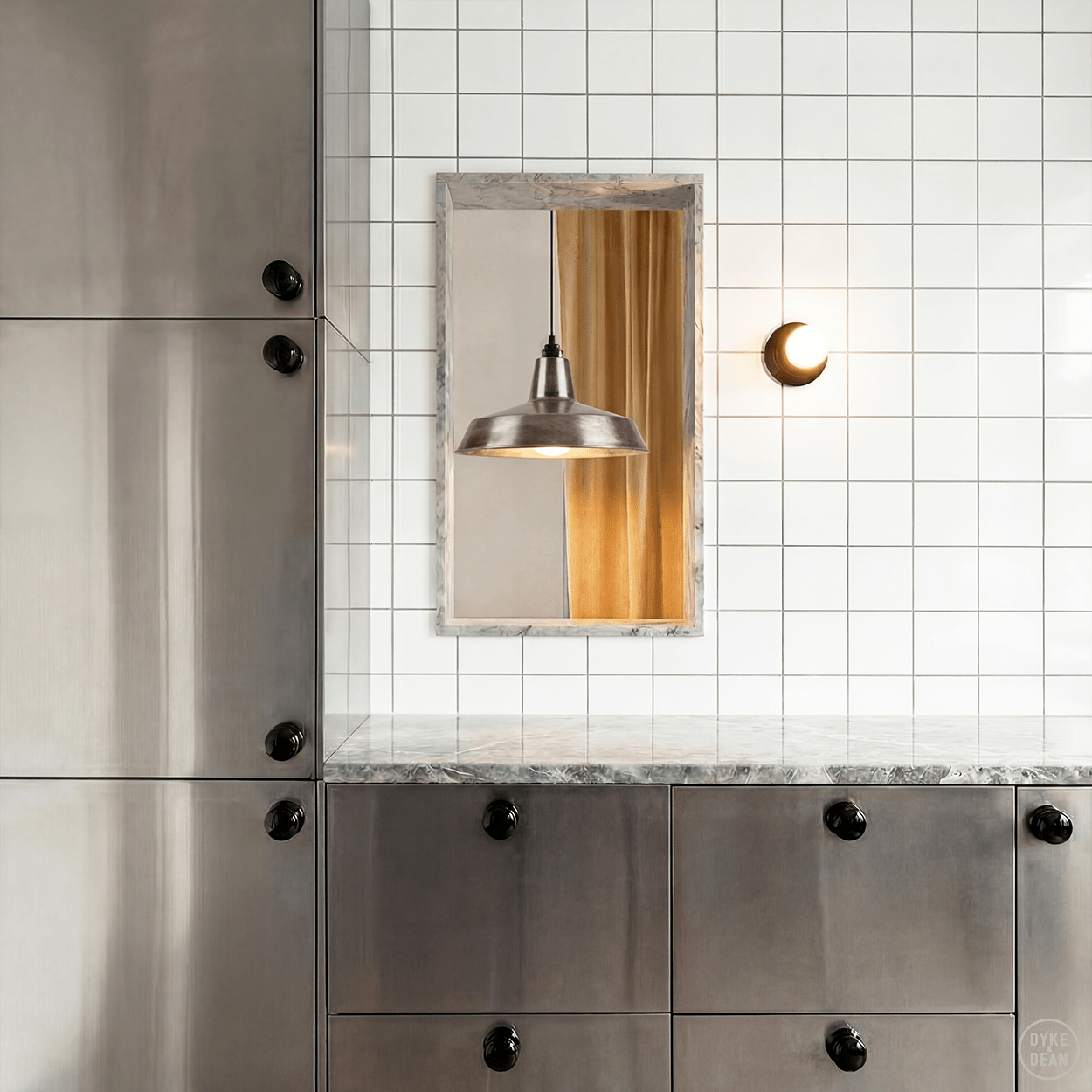 DYKE & DEAN PENDANT LAMPSHADE RAW METAL WITH BULB HOLDER - DYKE & DEAN