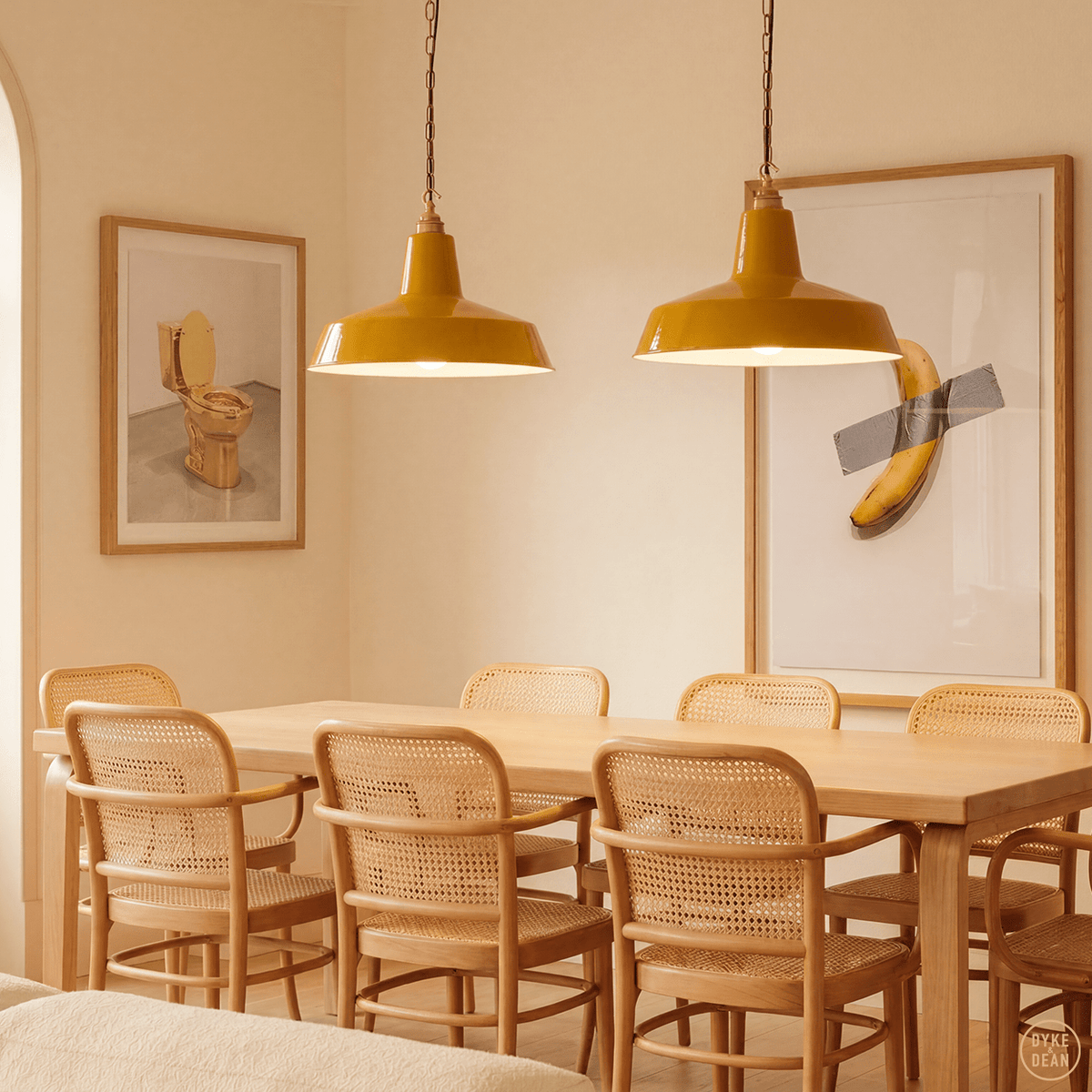Dyke & Dean pendant lampshade Yellow with hook & chain set - DYKE & DEAN