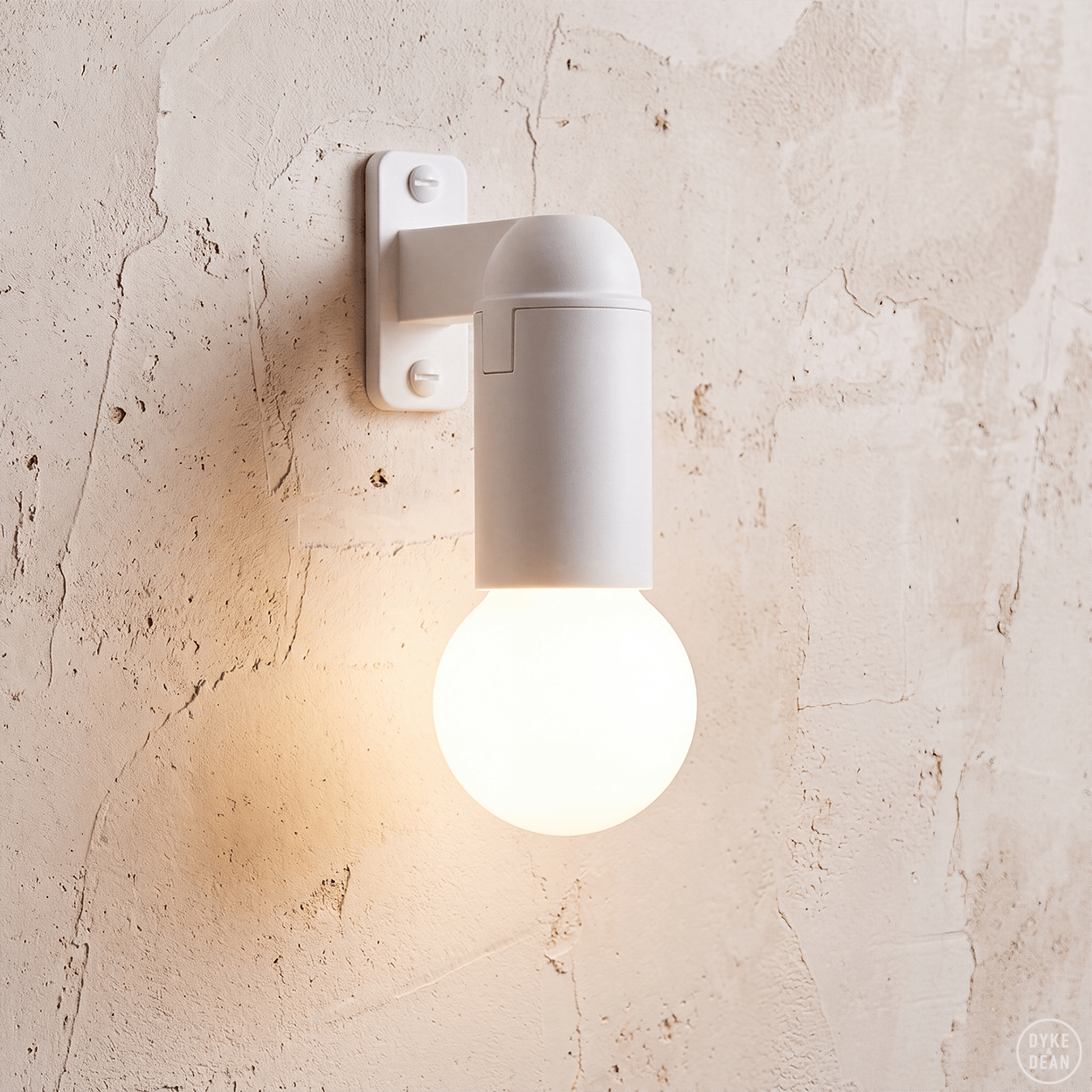 E14 WHITE RIGHT ARM WALL LAMP - DYKE & DEAN