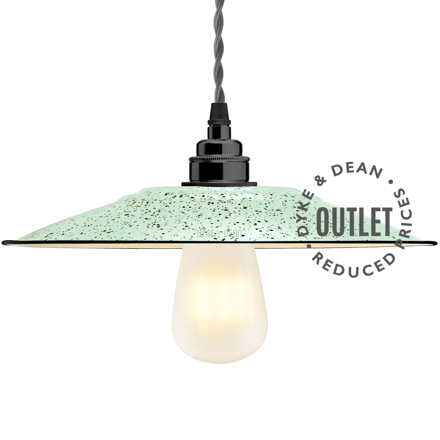 ENAMEL MINT GREEN SPECKLED FLAT LIGHT SHADE OUTLET - DYKE & DEAN