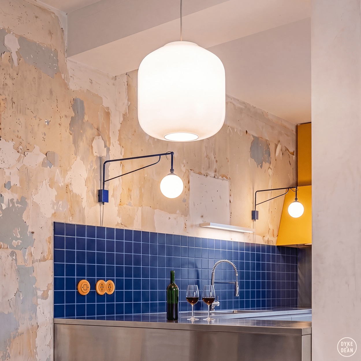 FLASK SAPPHIRE BLUE GLASS PENDANT LIGHT XL - DYKE & DEAN