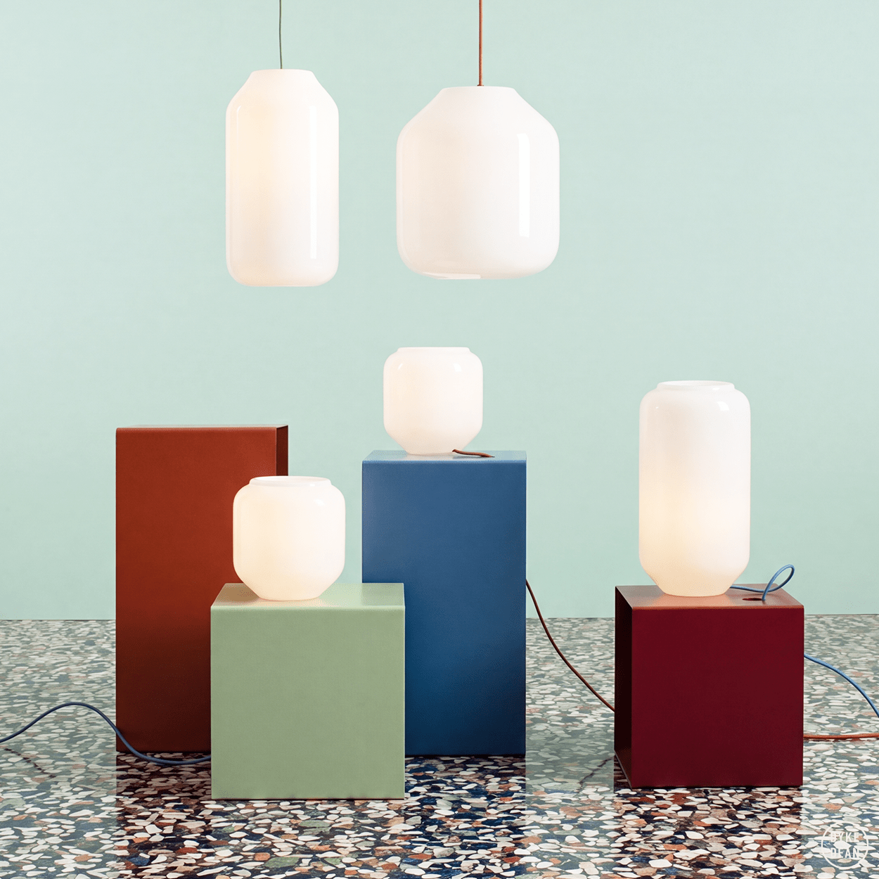 FLASK TERRACOTTA TABLE & FLOOR GLASS LIGHT - DYKE & DEAN