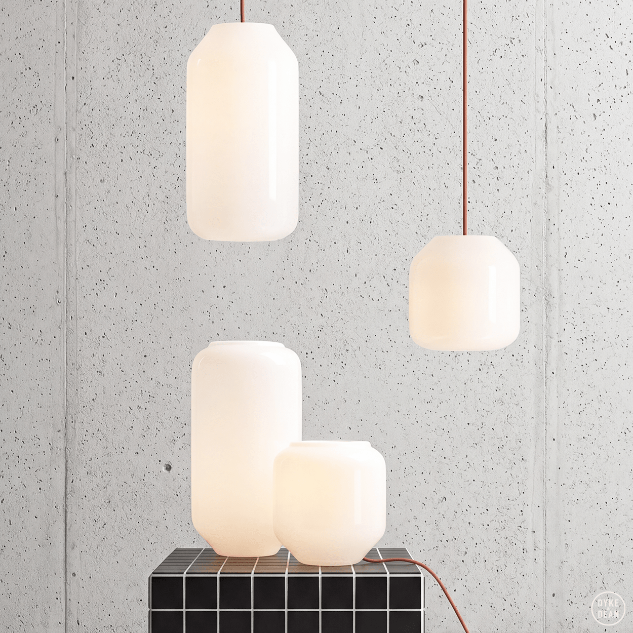 FLASK TERRACOTTA TABLE & FLOOR GLASS LIGHT - DYKE & DEAN