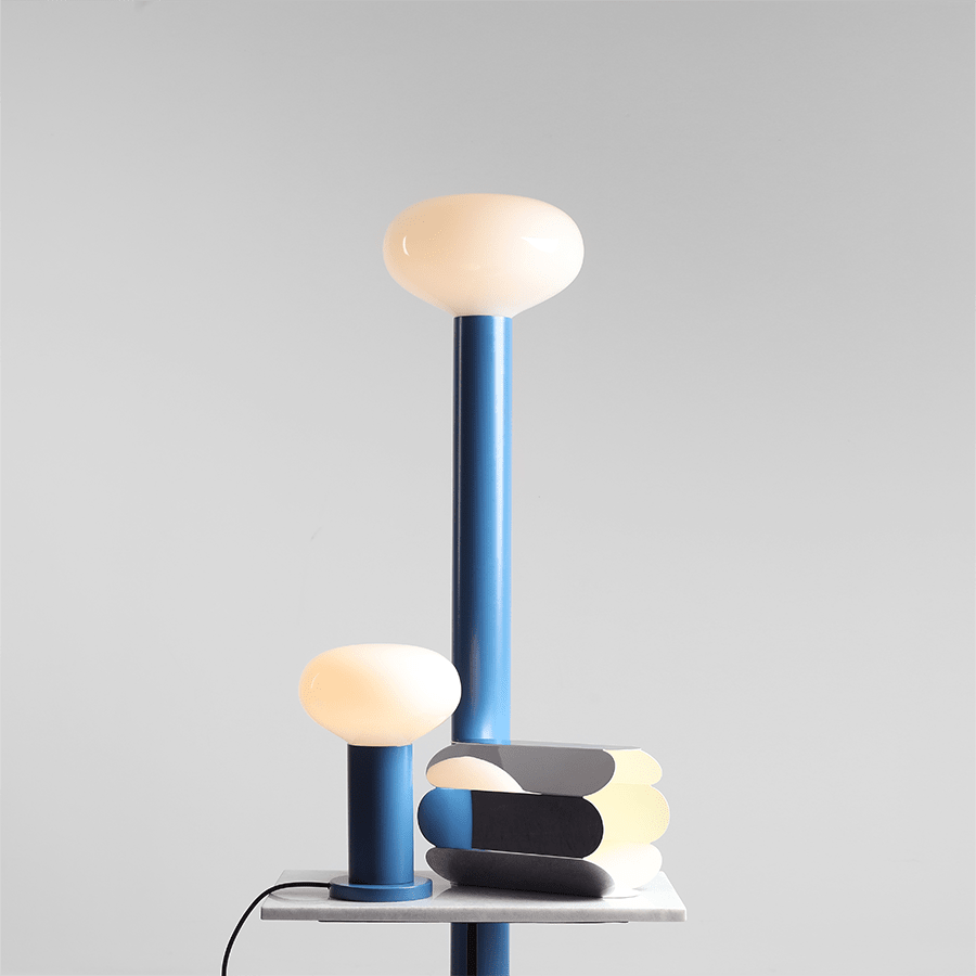 FLO OPAL GLASS ORB SMALL TABLE LIGHT BLUE - DYKE & DEAN