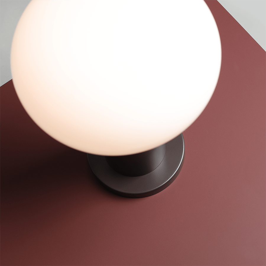 FLO OPAL GLASS ORB SMALL TABLE LIGHT MOKKA - DYKE & DEAN