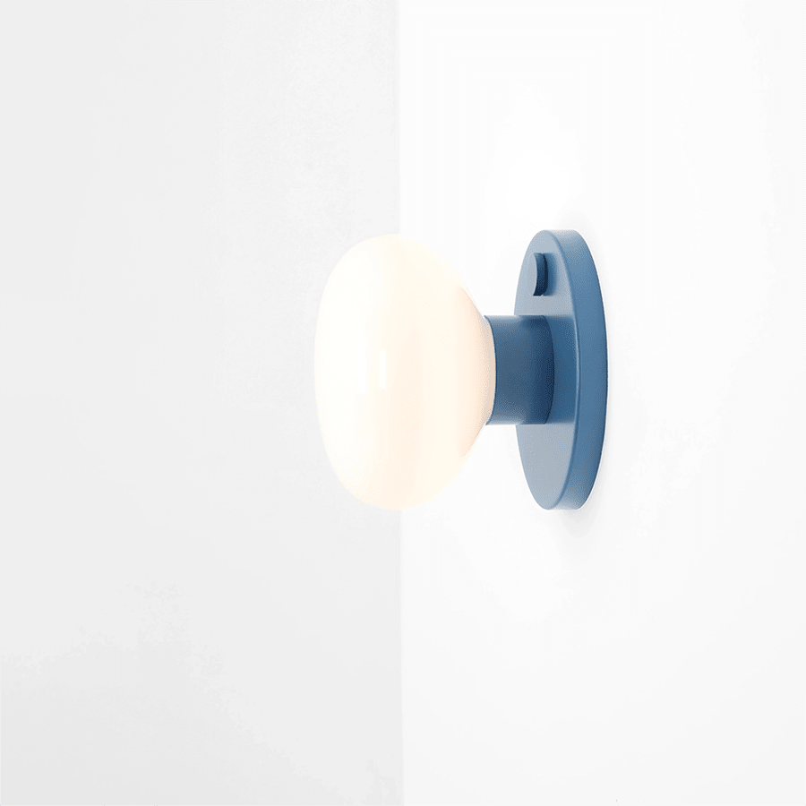 FLO OPAL GLASS ORB WALL LIGHT BLUE - DYKE & DEAN