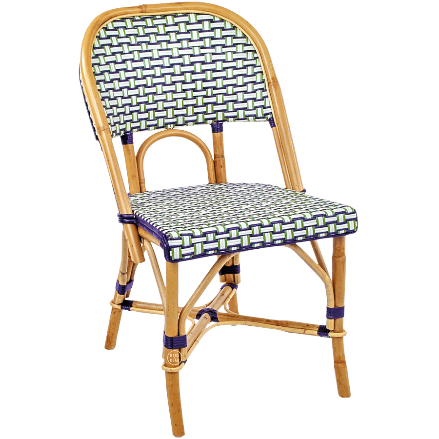 FRENCH BISTRO RATTAN CHAIR BASKET WEAVE SILVER GREEN BLACK - DYKE & DEAN