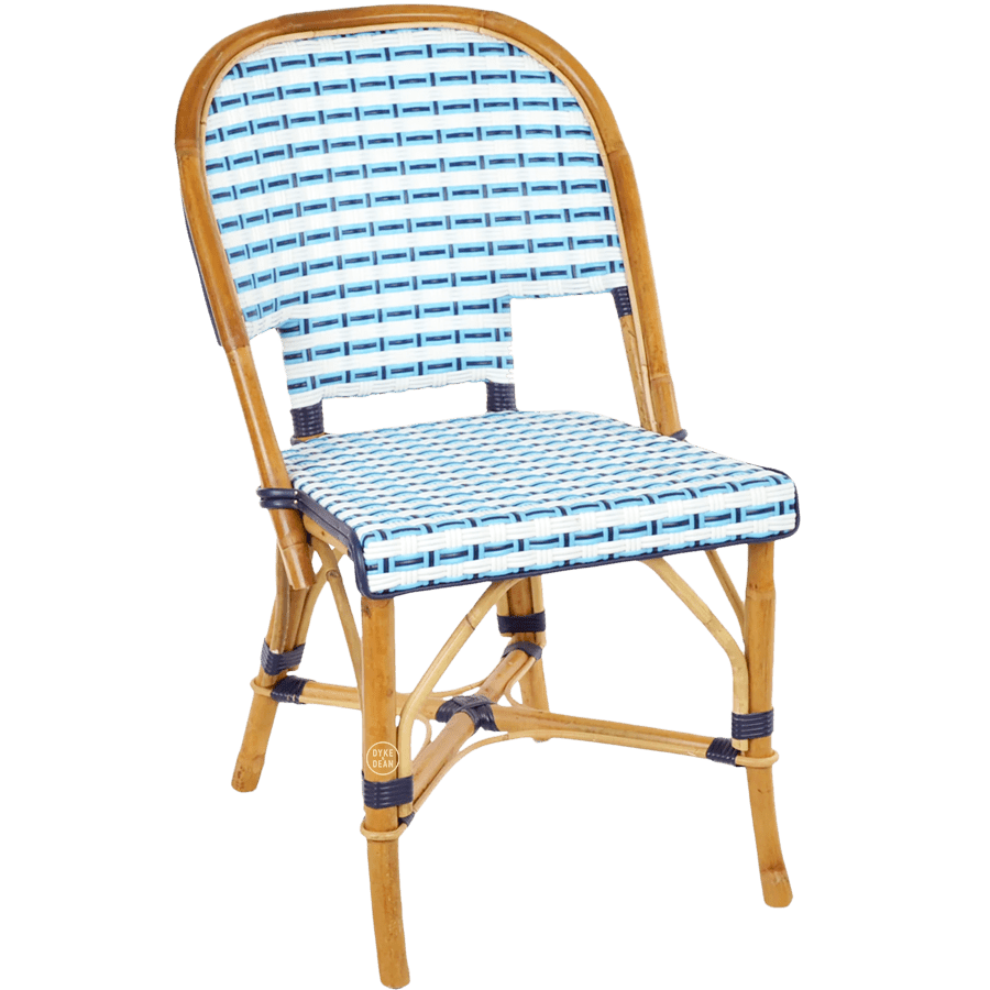 FRENCH BISTRO RATTAN CHAIR BASKET WEAVE SKY BLUES - DYKE & DEAN