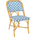 FRENCH BISTRO RATTAN CHAIR CROSSES OCEAN BLUES - DYKE & DEAN