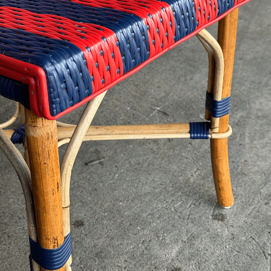 FRENCH BISTRO RATTAN CHAIR STRIPE RED NAVY - DYKE & DEAN