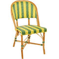 FRENCH BISTRO RATTAN CHAIR STRIPES YELLOW GREEN - DYKE & DEAN