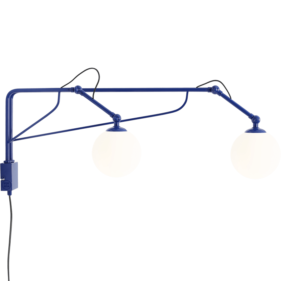 FUNCTIONAL ADJUSTABLE LONG WALL ARM DOUBLE LIGHT COBALT - DYKE & DEAN