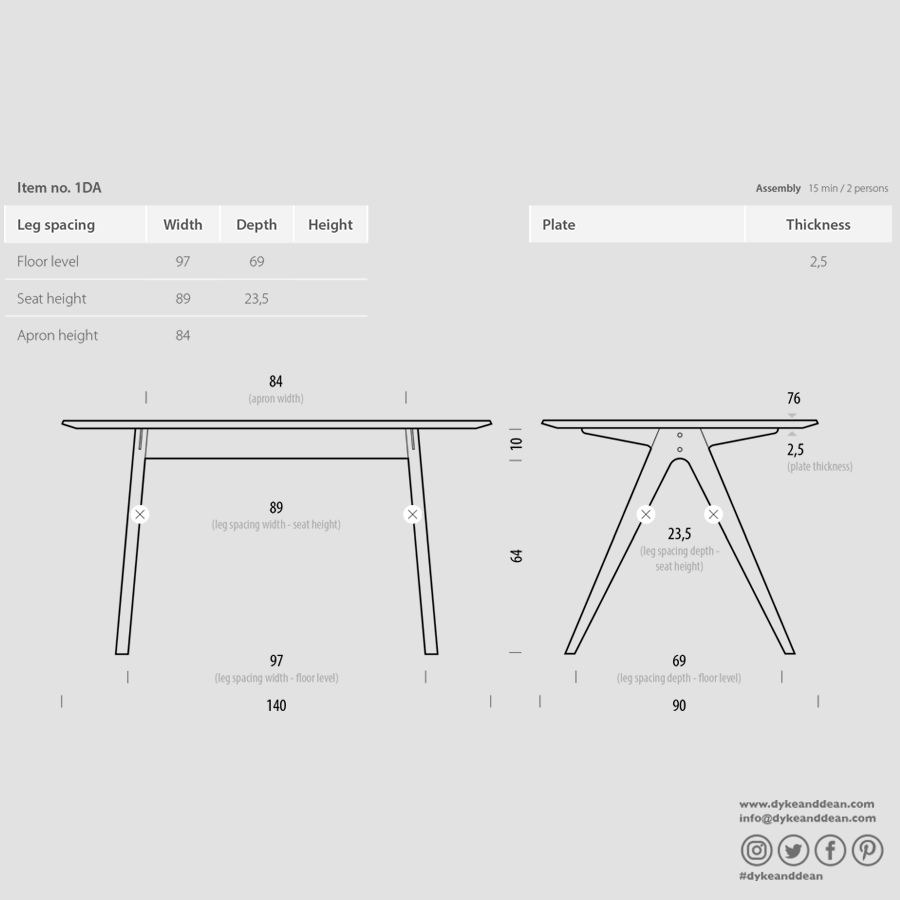 GAZZDA AVA OAK DINING TABLE 140 X 90 - DYKE & DEAN
