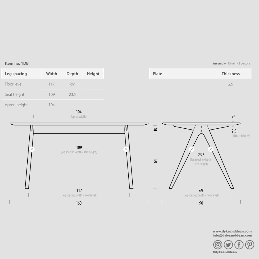 GAZZDA AVA OAK DINING TABLE 160 X 90 - DYKE & DEAN