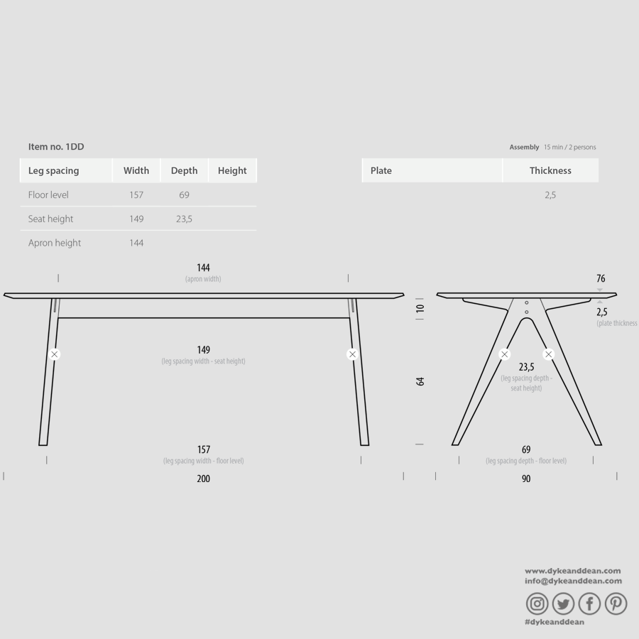 GAZZDA AVA OAK DINING TABLE 200 X 90 - DYKE & DEAN