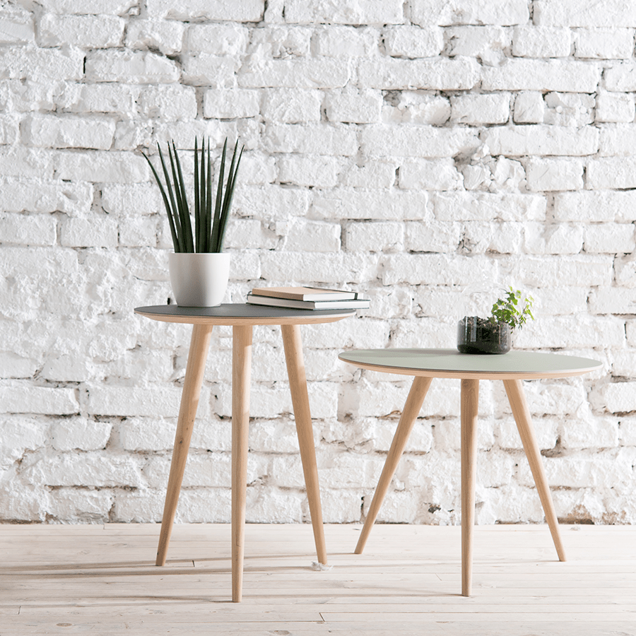 GAZZDA ROUND ARP TABLE WHITE OAK 55CM - DYKE & DEAN