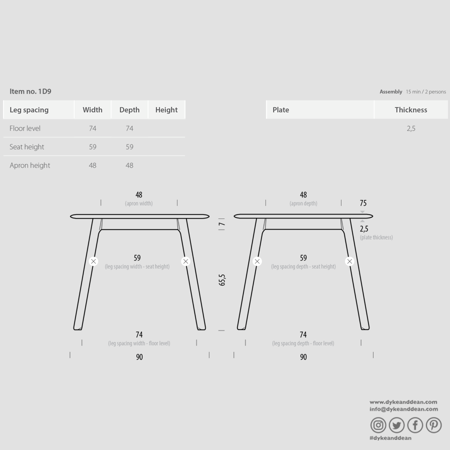 GAZZDA SQUARE STAFA TABLE SMOKED OAK 80CM - DYKE & DEAN