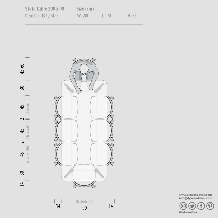 GAZZDA STAFA TABLE WHITE OAK 200 x 90 - DYKE & DEAN