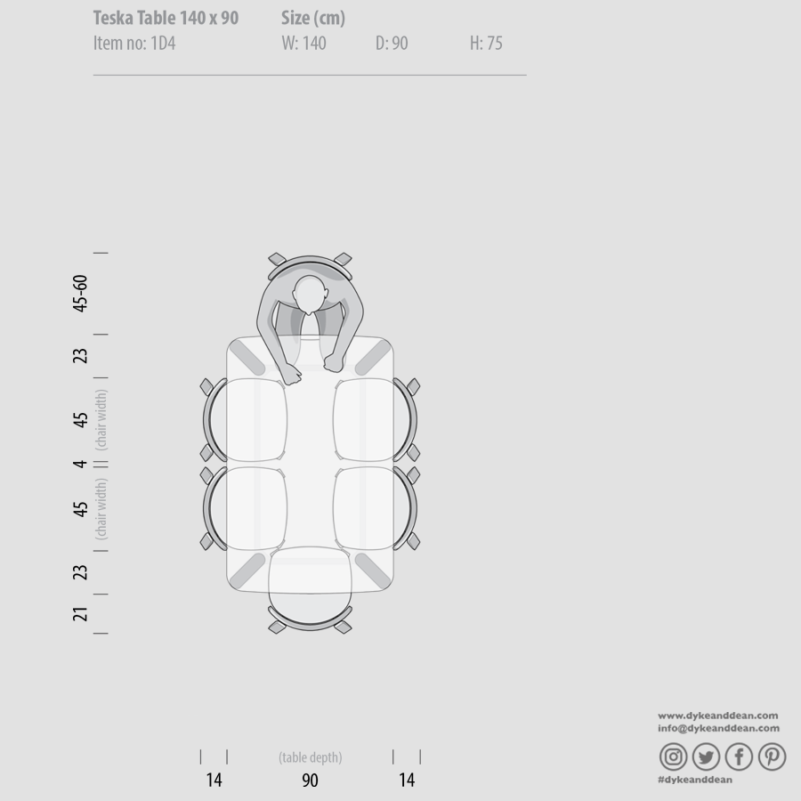 GAZZDA TESKA OAK DINING TABLE 140 X 90 - DYKE & DEAN