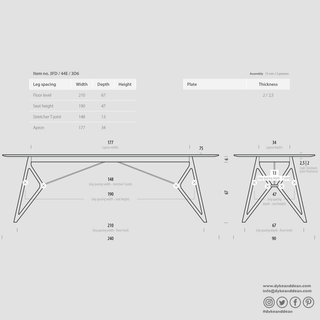 GAZZDA TINK DINING TABLE NATURAL OAK 240 x 90 - DYKE & DEAN